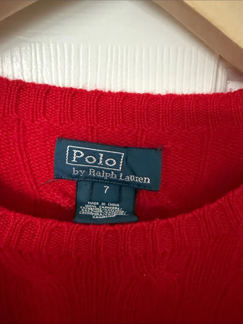 Polo by Ralph Lauren Red Cable-Knit Crewneck Sweater - Kids
